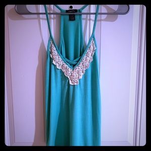 Teal Top with Knit Pattern